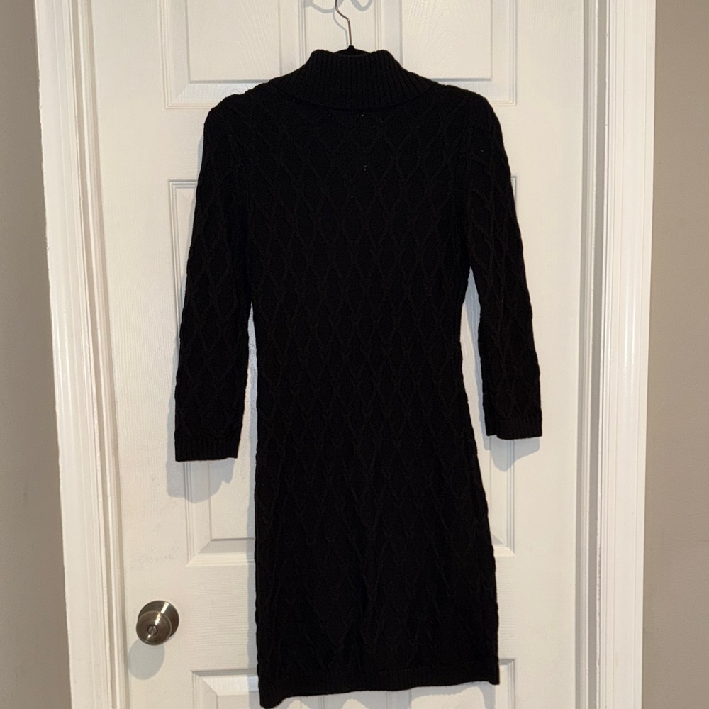 Calvin Klein Cable Knit Shawl Collar Buckle Sweater Dress M - Picture 10 of 16